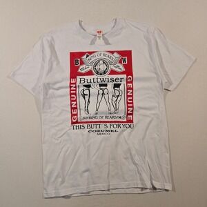 Buttwiser Funny Beer Parody Euro Cotton Shirt Medium Men White King Of Rears Tee